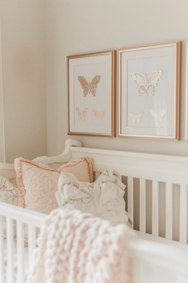 Rose Gold Butterfly Wall Art