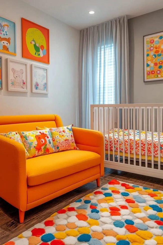 Orange Sofa Nursery Joy