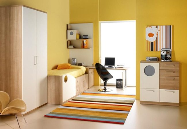 Bright Yellow Study Nook