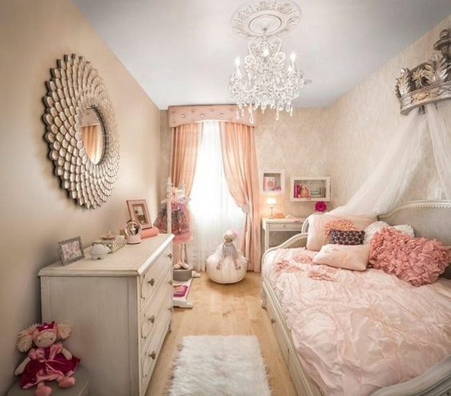 Pink Cream Chandelier Bedroom