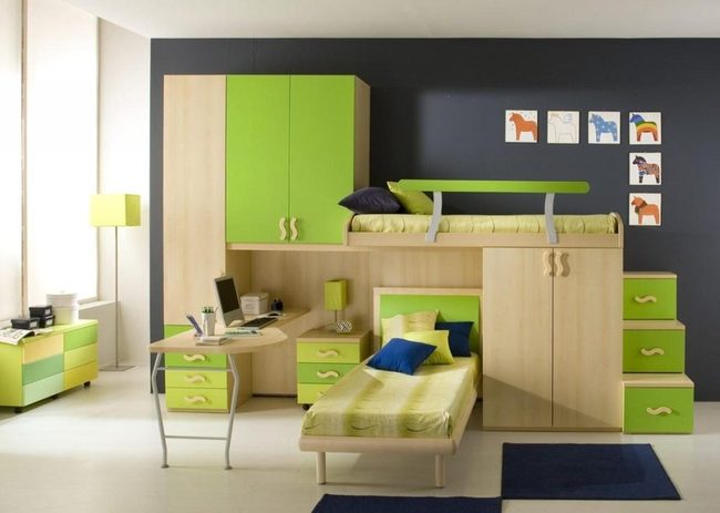 Green Storage Kids Bedroom