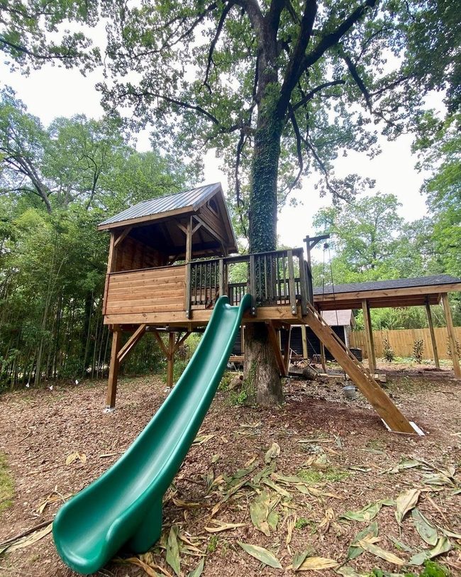 Wooden Treehouse Slide Adventure