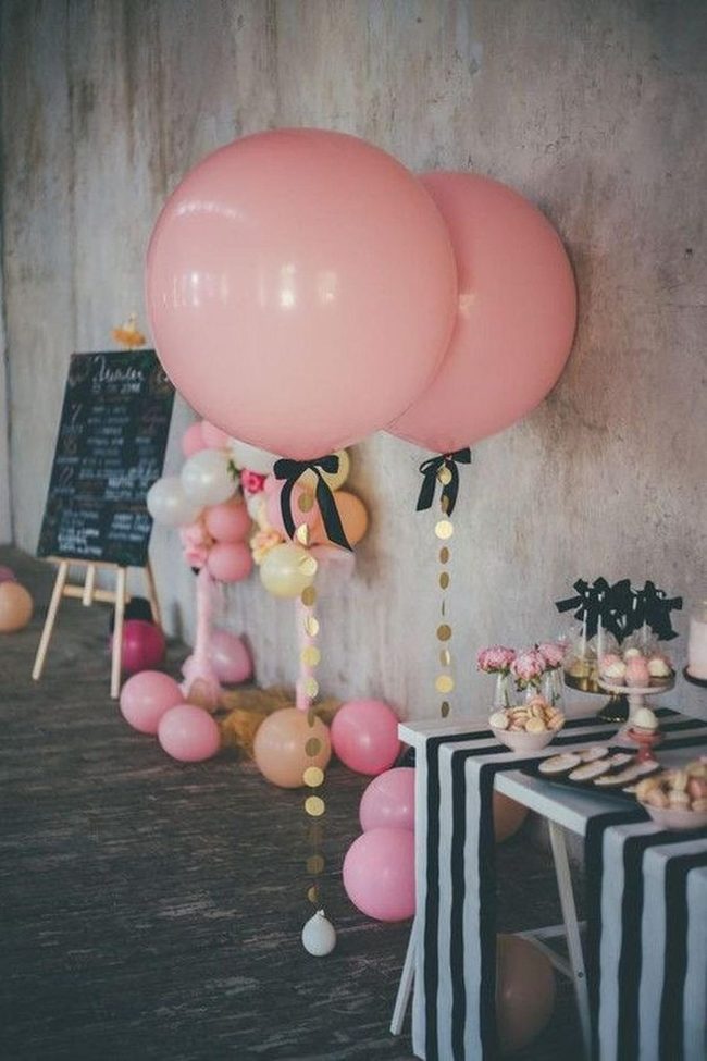 Pink Balloons Golden Accents