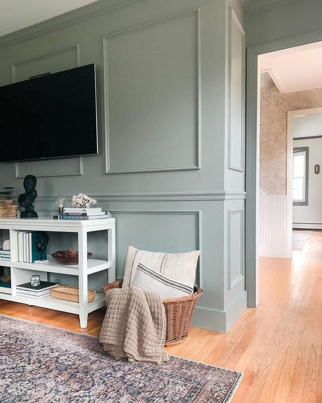 Olive Walls With Reclaimed Wood