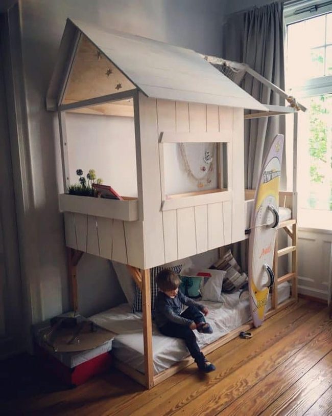 Angled Rustic Timber Lifeguard Bed Frame