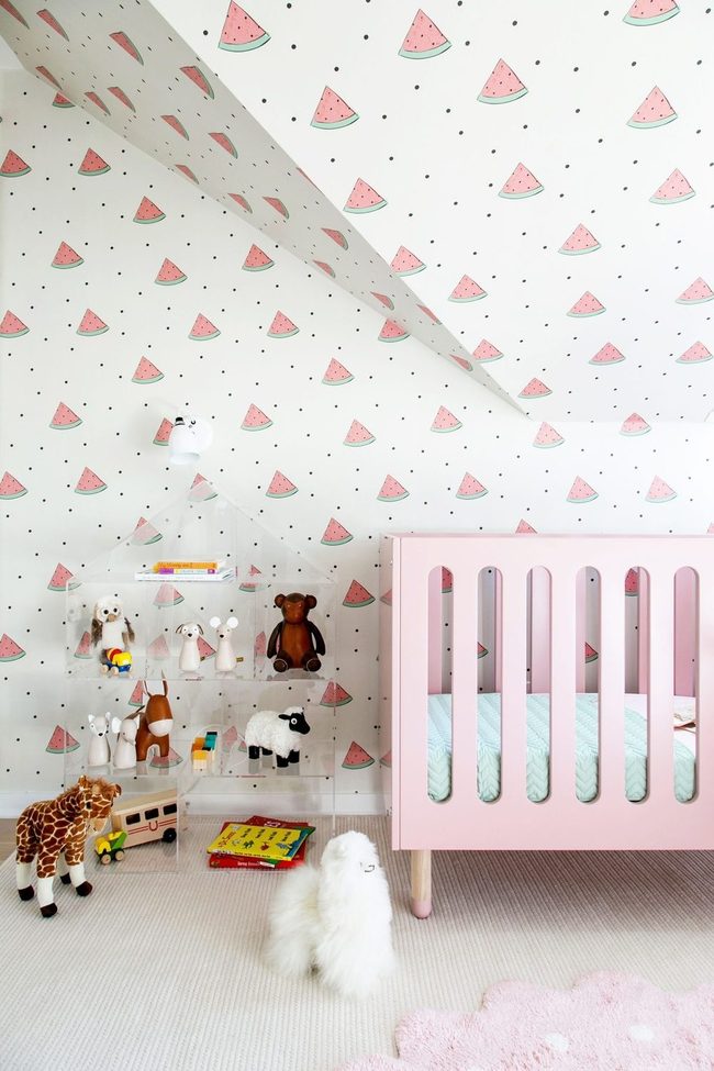 Watermelon Striped Nursery Walls