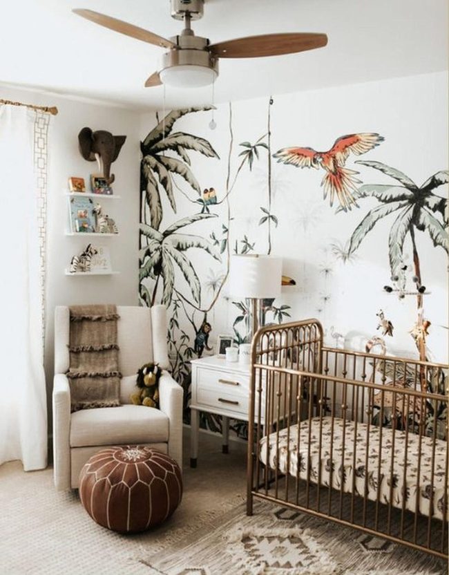 Tropical Palms Brown Crib