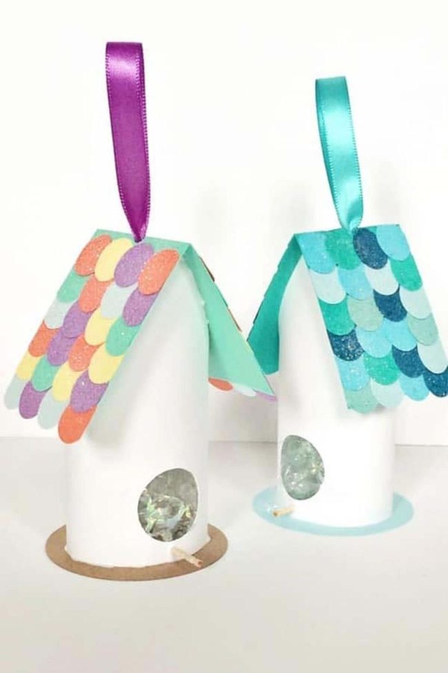 Colorful Toilet Roll Birdhouses