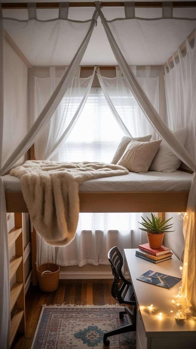 Beaded Curtains Divide Loft Spaces