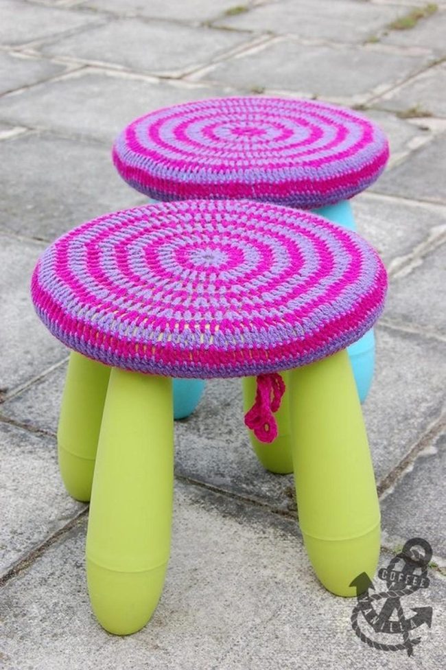 Chunky Knit Neon Stools