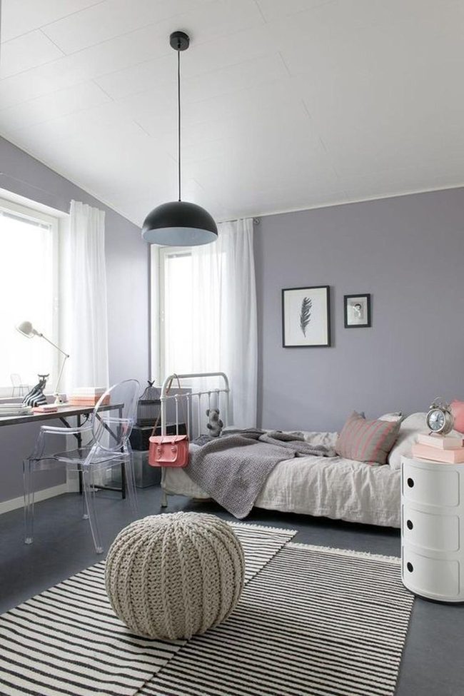 Purple Walls, Knitted Pouf Accent