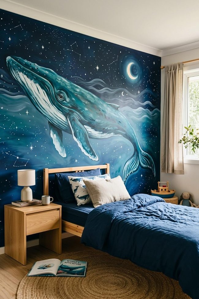 Whale Swimming Through Stars