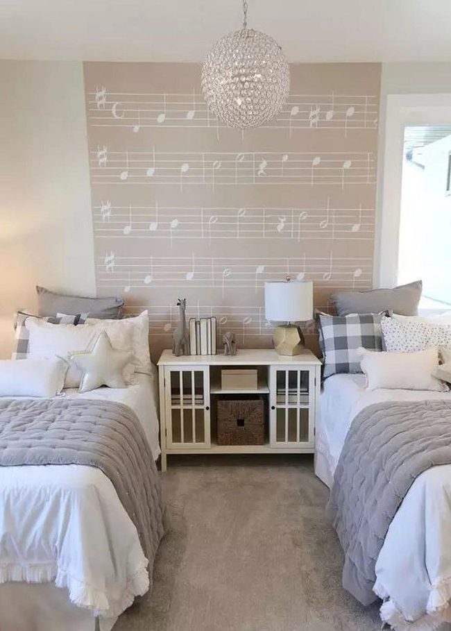 Musical Notes Bedroom Gray