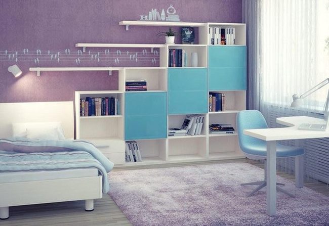 Lavender Walls, Blue Storage Dreams