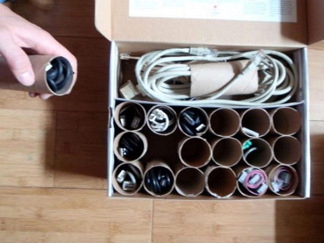 Cardboard Tubes Cable Storage