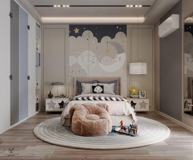 Pale Blue Mural Bedroom