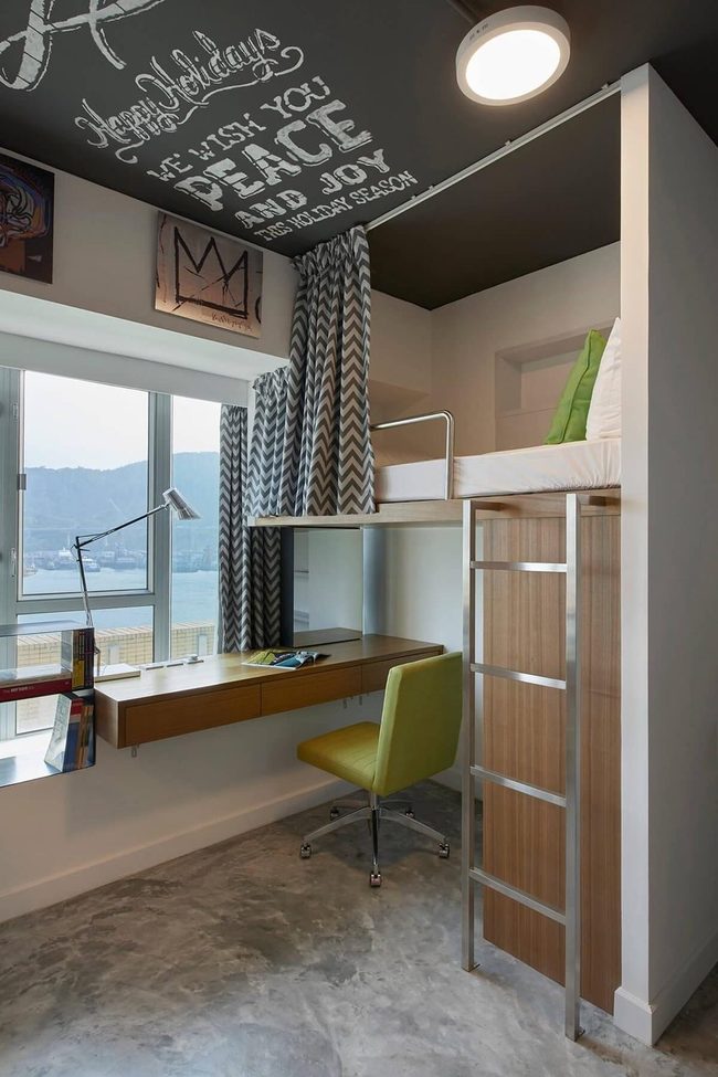 Lime Green Loft Bedroom Geometry