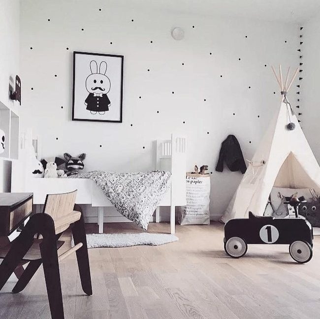 White Walls Black Polka Dots