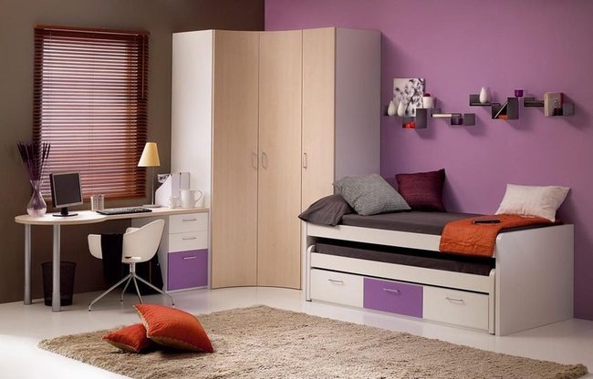 Purple Walls Study Bedroom