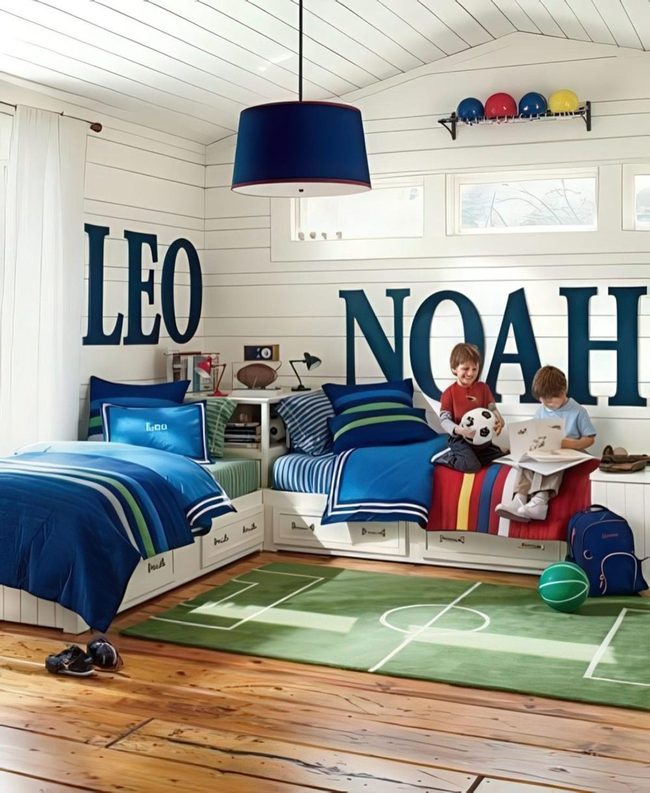 Blue And Green Kids' Sports Room