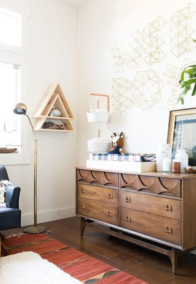 Golden Geometry with Striped Comfort