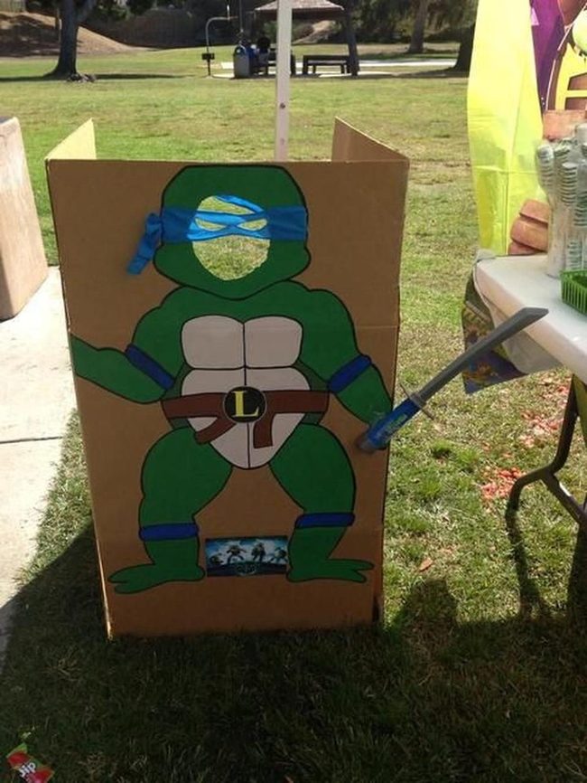 Green Cardboard Ninja Turtle Photobooth