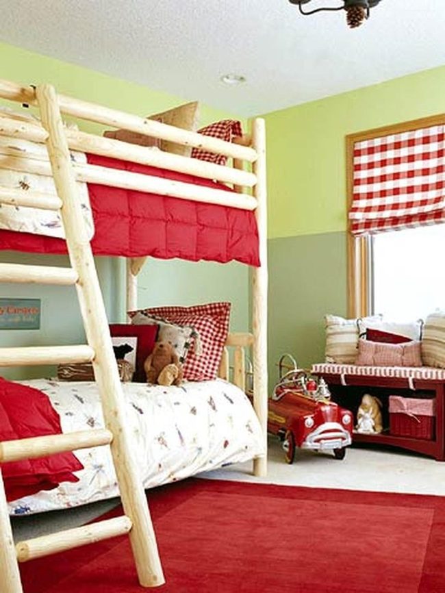 Red Log Cabin Bedroom