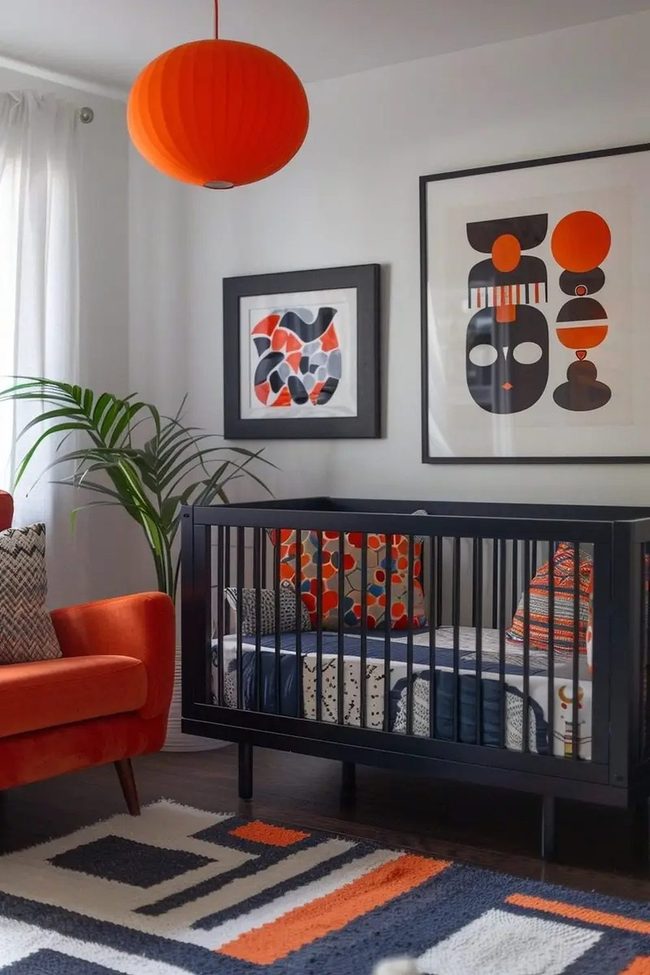 Orange Bursts Modern Nursery