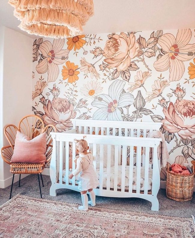 Watercolor Florals Nursery Space