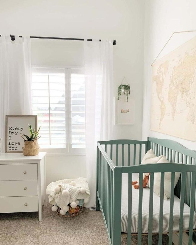 Sage Green Crib, Vintage Maps