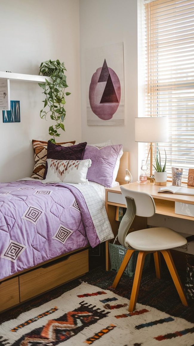 Purple Shaggy Dorm Rug