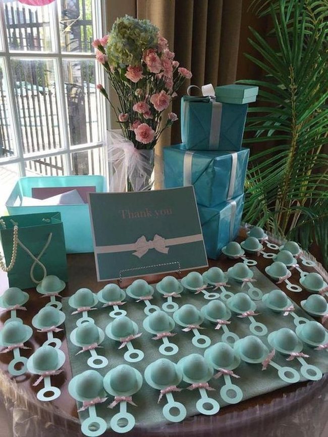 Mint Rattle Baby Shower Setup