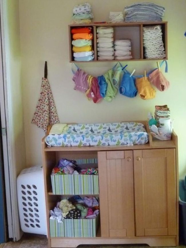 Colorful Clothespin Diaper Station