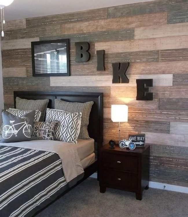 Warm Wood Paneled Bedroom