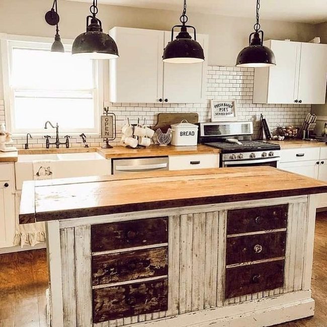 Brown Wooden Farmhouse Kitchen