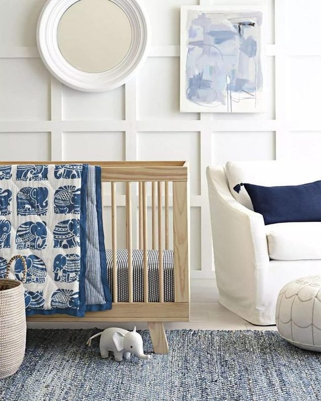 Blue Elephant Nursery With Mirrors