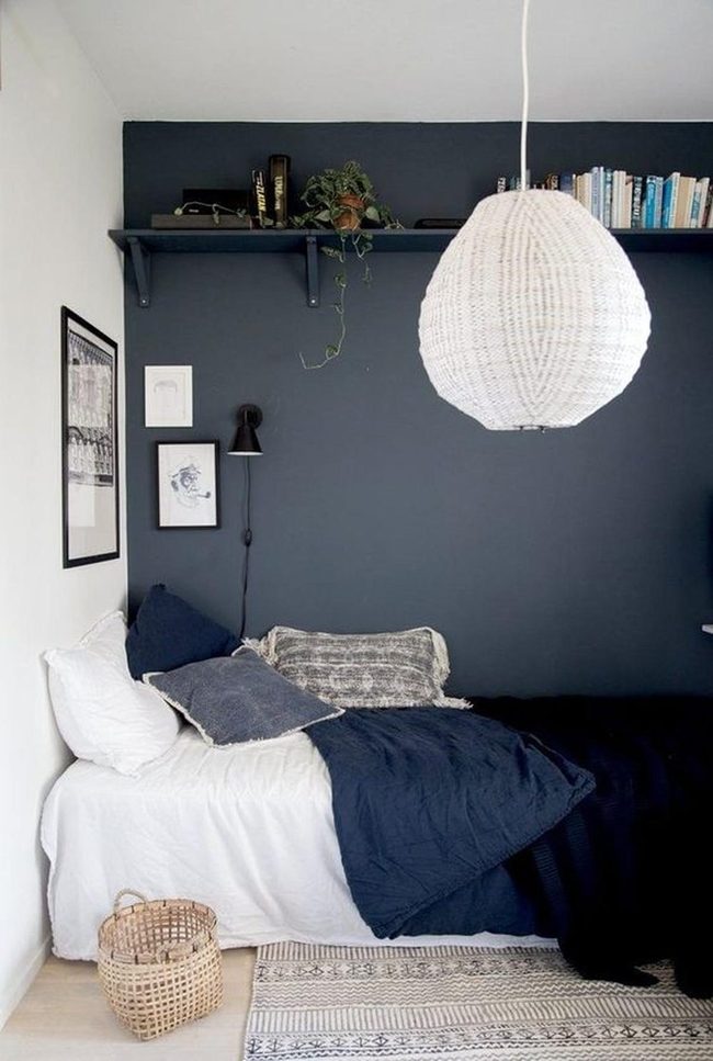 Deep Blue Bedroom With Layered Textures