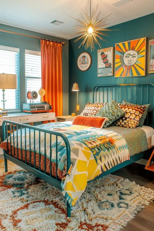 Teal, Orange, Yellow Retro Mix