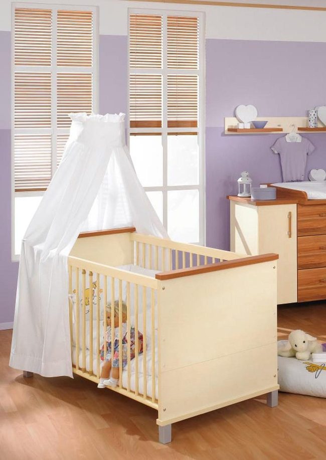 Purple Nursery With Wooden Warmth