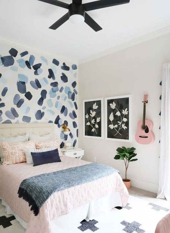 Bold Blue Brushstrokes Bedroom