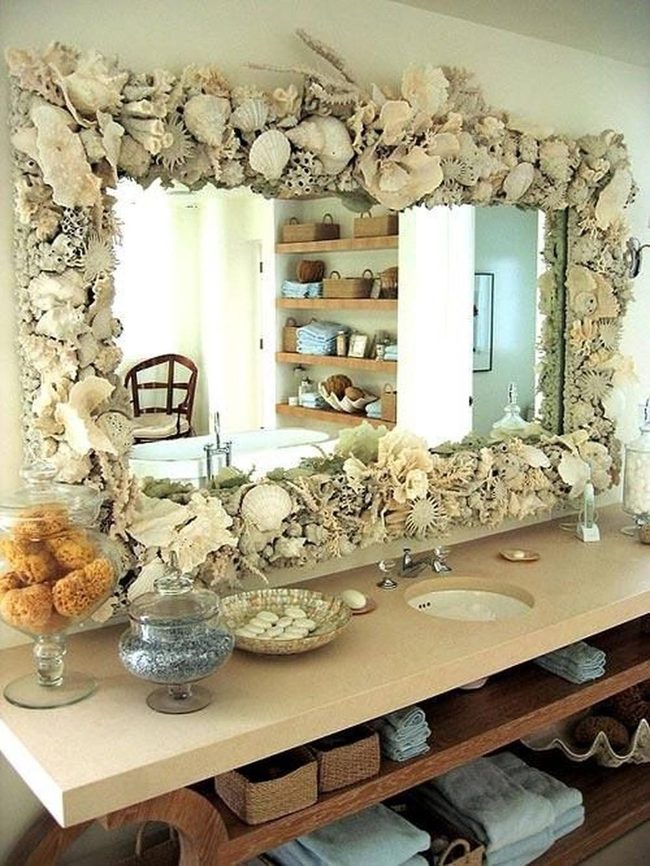 Seashell Mirrors, Sandy Bathroom Bliss