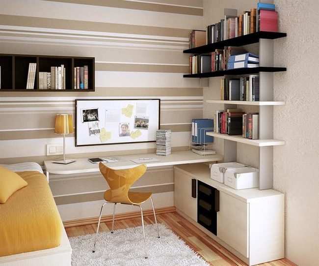 Yellow Bedroom With Striped Walls