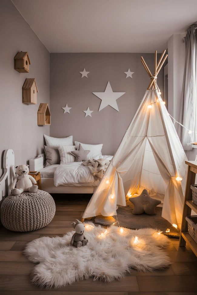 Glowing White Teepee Reading Nook