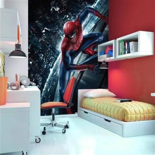 Red Wall Spider-Man Bedroom