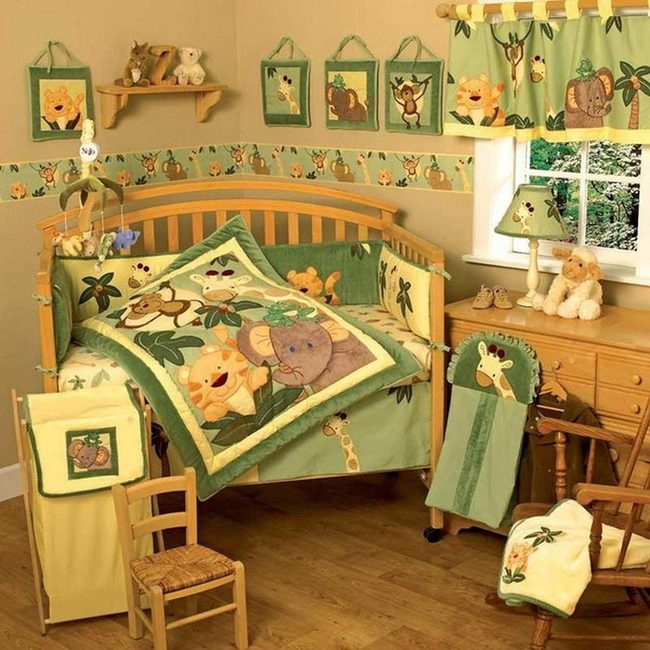 Green Jungle Nursery with Wooden Warmth