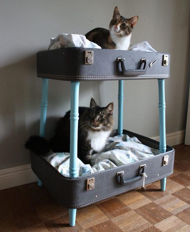 Stacked Suitcase Cat Bed