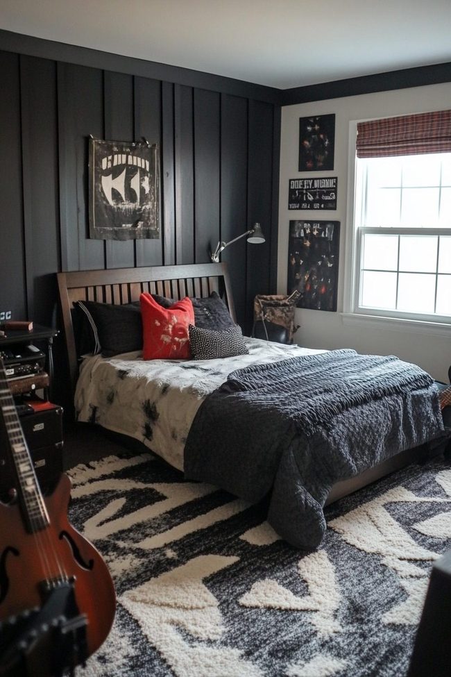 Dark Navy Walls White Trim Contrast