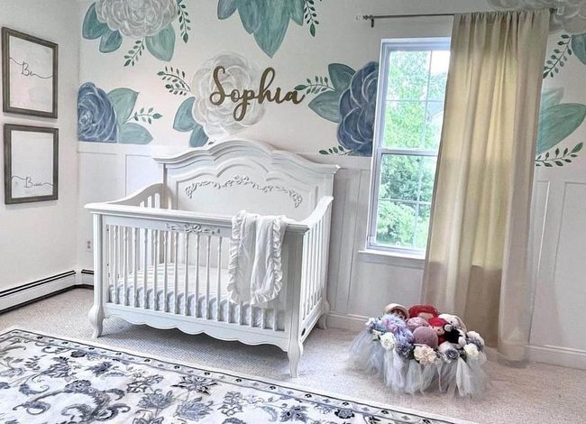 Blue Floral Nursery Statement