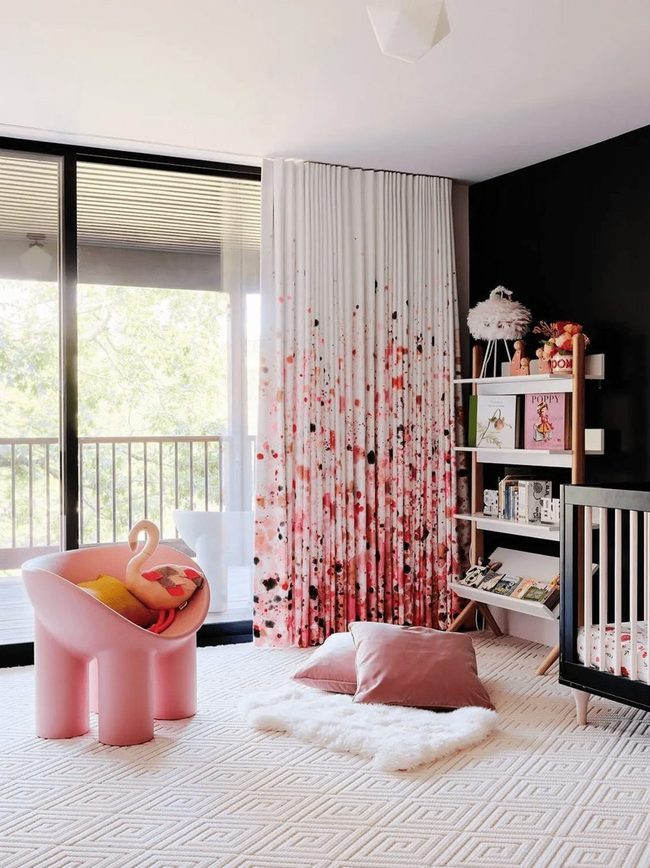 Pink Patterned Curtains Statement Room