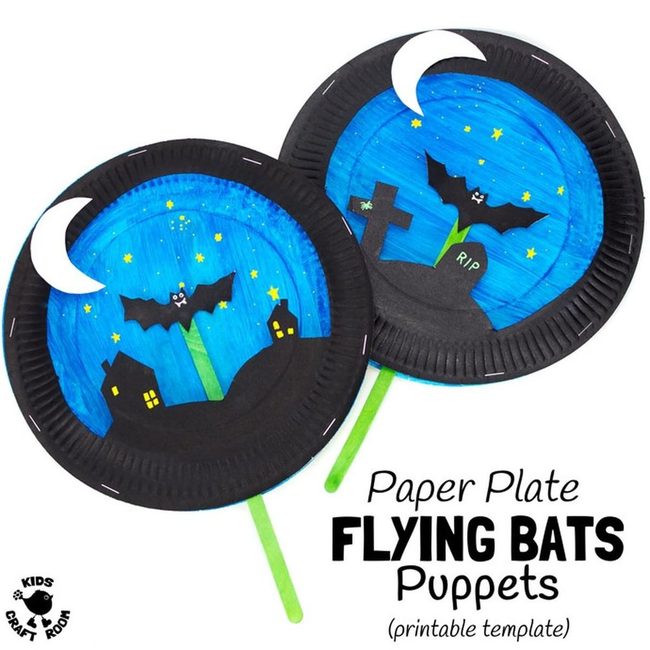Black Paper Bat Puppets